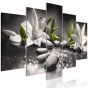 Lilies and Stones (5 dele) Wide Grey canvas print - flot billede på lærred