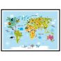 Verdenskort med klodens dyr billede - Flot print til boligen