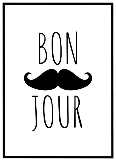 Bonjour moustache billede - Flot print til boligen