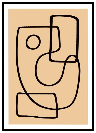 Dansende linier - gul beige billede - Flot print til boligen