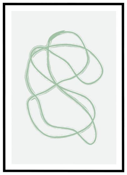 Dansende linier - grøn på lysegrå billede - Flot print til boligen