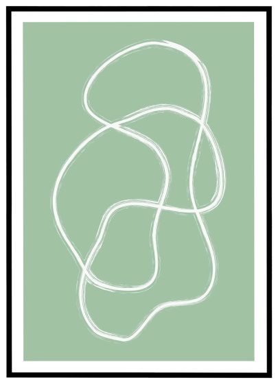 Dansende linier - salviegrøn #1 billede - Flot print til boligen