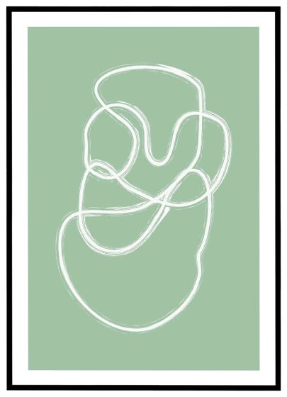 Dansende linier - salviegrøn #2 billede - Flot print til boligen
