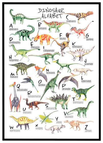 Dinosaur alfabet billede - Flot print til boligen