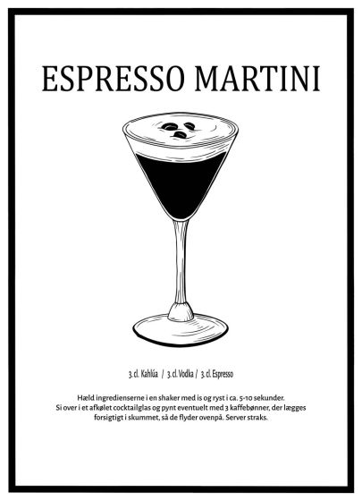 Espresso Martini opskrift billede - Flot print til boligen