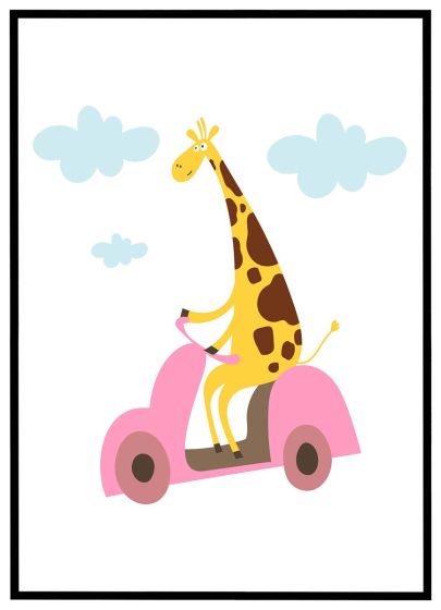 Giraf på motorcykel billede - Flot print til boligen