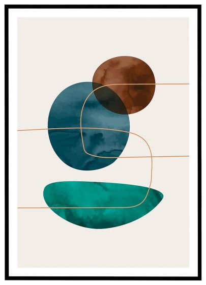 Golden Abstract no. 3 billede - Flot print til boligen