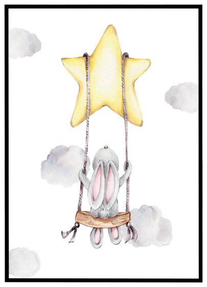 Kanin på gynge billede - Flot print til boligen