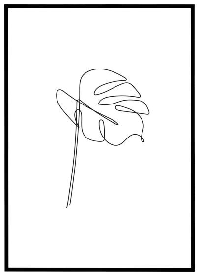 Monstera stregtegning #2 billede - Flot print til boligen