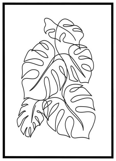 Monstera stregtegning #1 billede - Flot print til boligen