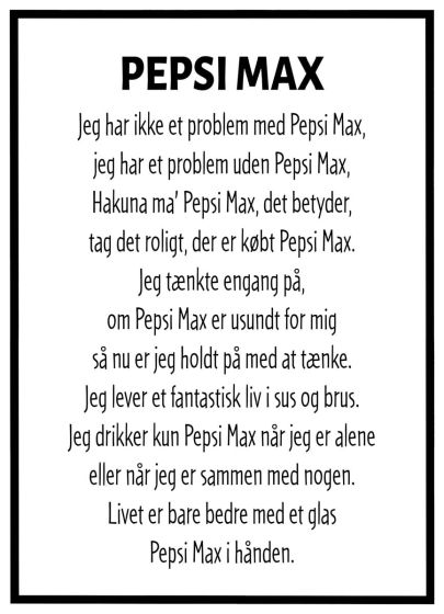 Pepsi Max - jeg har ikke et problem billede - Flot print til boligen
