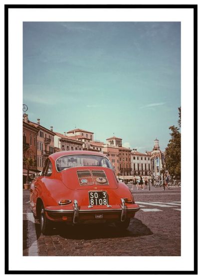 Rød porsche i Verona billede - Flot print til boligen