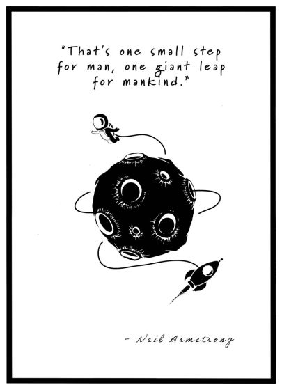 Small step for man - Giant leap for mankind billede - Flot print til boligen