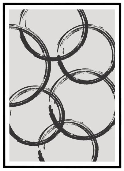 Sort pensel - cirkler billede - Flot print til boligen