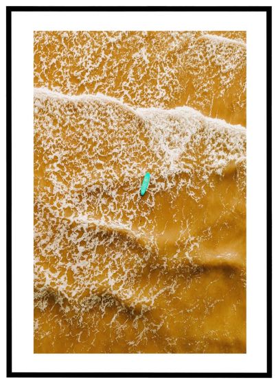 Surfbræt i brændingen billede - Flot print til boligen